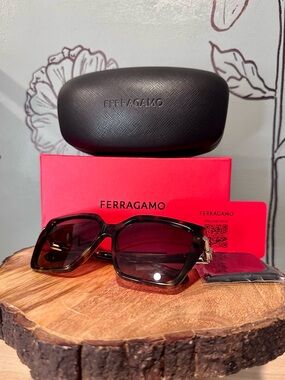 Salvatore Ferragamo Women’s Square Sunglasses in Dark Tortoiseshell